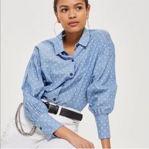 Topshop Tops - MAKE OFFER Topshop Star Print Chambray Shirt